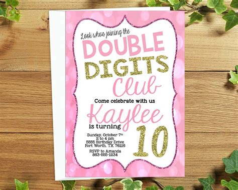 Double Digits Birthday Invitation Th Birthday Invitation Etsy