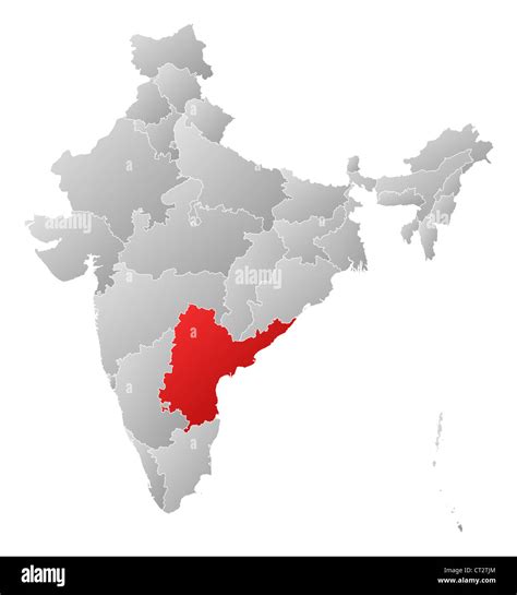Political Map Of India With The Several States Where Andhra Pradesh Is