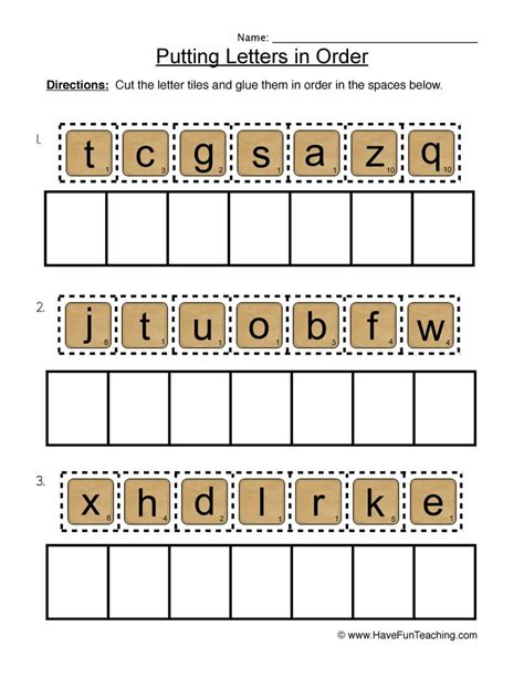 Plain sorts based on second name of first author. Letter Order Placement Worksheet in 2020 | Have fun ...