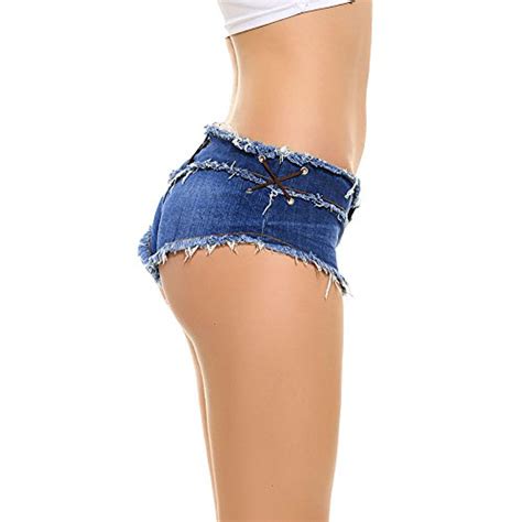Romanstii Mini Shorts Denim Stretchable Cut Off Low Rise Waist Sexy Micro Jeans Hot Pants For