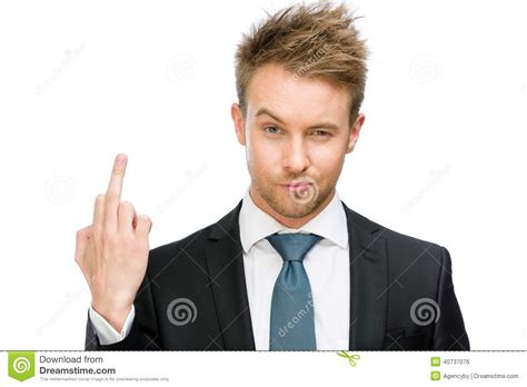 Businessman Showing Vulgar Gesture Stock Photo - Image of adult, brown ...