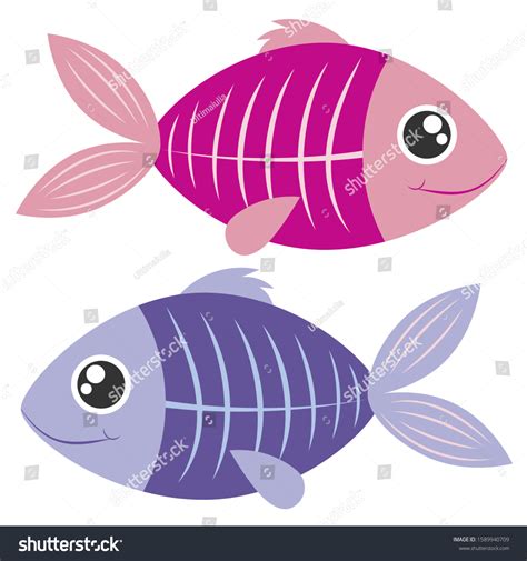 Cartoon Fish Xray Fish Vector Illustration のベクター画像素材（ロイヤリティフリー
