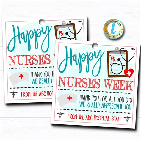 Nurse Appreciation Week T Tidylady Printables
