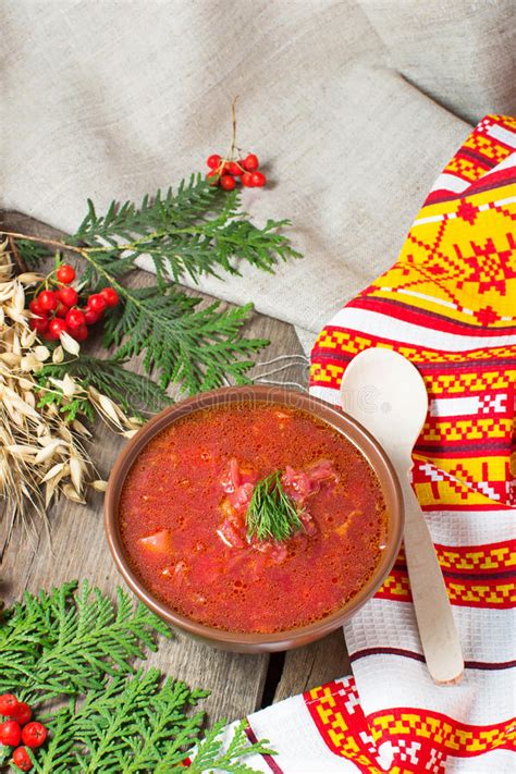 Apart from carp, the traditional christmas eve dinner in poland has to include borscht soup (pol. Ukrainian And Polish Traditional Red Borsch Stock Photo ...