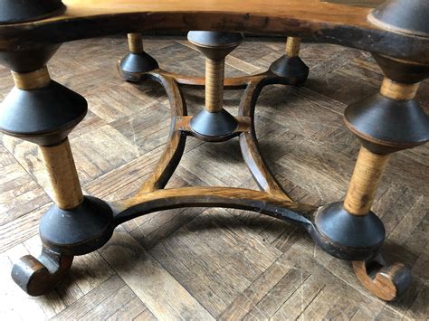 Antique Thread Spool Table Tramp Art Side Table Folk Art Spool