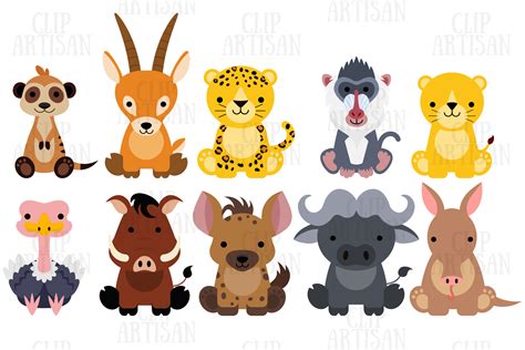 African Animals Clipart Set 2 Safari Zoo By Clipartisan Thehungryjpeg