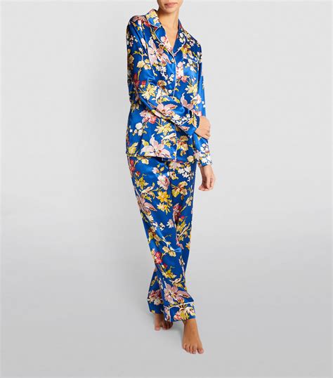 Womens Olivia Von Halle Blue Silk Floral Lila Pyjama Set Harrods Uk