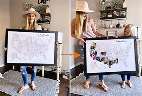 Personalized 50 States Usa Photo Map Frame Optional Made In America