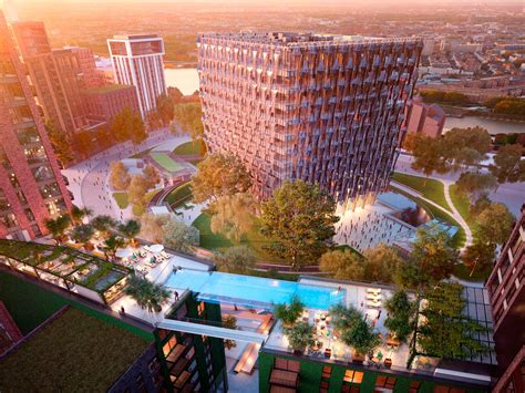 The sky pool is on the tenth floor and 115ft up in the air. The World's First "Sky Pool" Is Coming to London - Condé ...