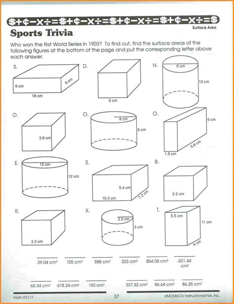 Surface Area And Volume Worksheet Tes