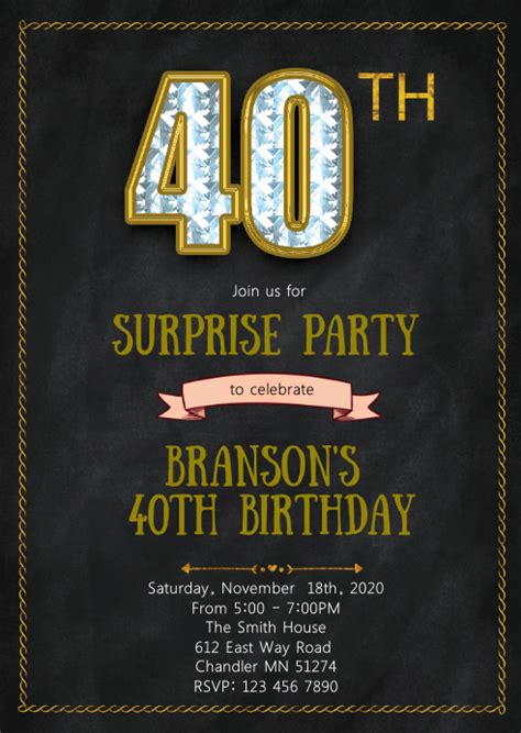 40th Birthday Party Invitation Template Postermywall