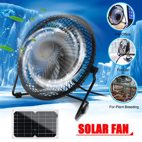 10w Usb Solar Panel Powered Mini Fan Waterproof Portable Ventilation