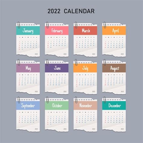 Plantilla De Calendario 2022 La Semana Comienza El Domingo Vector Premium