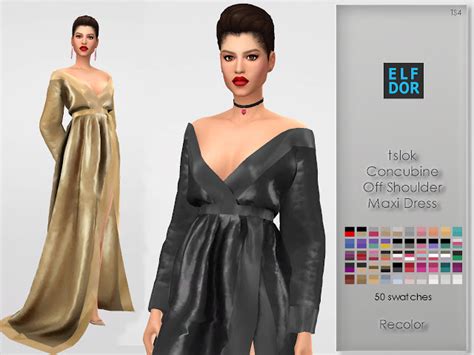 Tslok Concubine Off Shoulder Maxi Dress Rc At Elfdor Sims Sims 4 Updates
