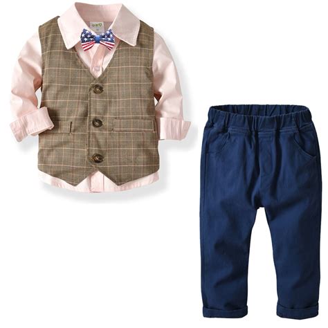 Boys Formal Clothing Sets Spring Autumn Shirtwaistcoatpants 3 Pieces