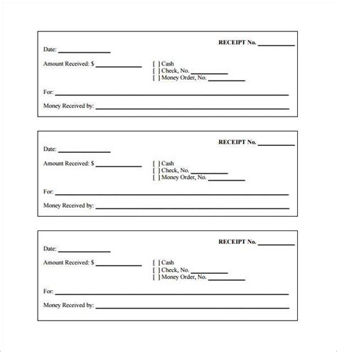 Blank Receipt Form Printable