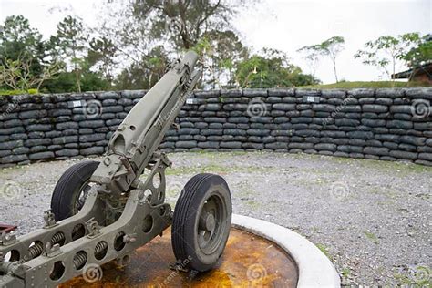 Army Artillery Mortar Cannon 42 Inch Gun In The Military Cam Stock
