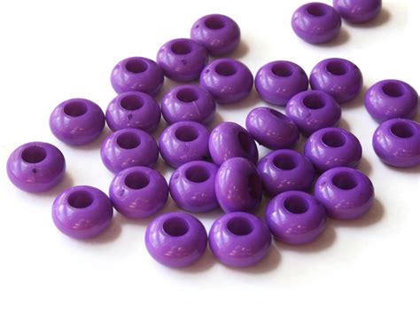 30 14mm X 8mm Large Hole Purple Beads Macrame Beads Rondelle Etsy