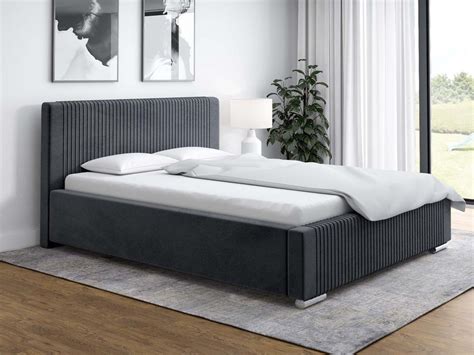 Glamour seng med oppbevaring 200x200 mørk grå LILA