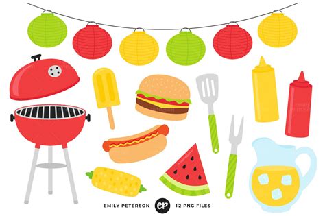 Summer Bbq Clip Art Barbecue Clipart Cook Out Clip Art Etsy
