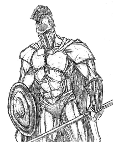 Scaletowidth 671 813 warrior drawing soldier drawing army. 300 Spartans Drawings Sketch Coloring Page