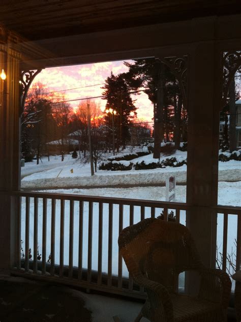 This property accepts credit cards. Winter sunrise on the front porch at The Victorian Inn # ...