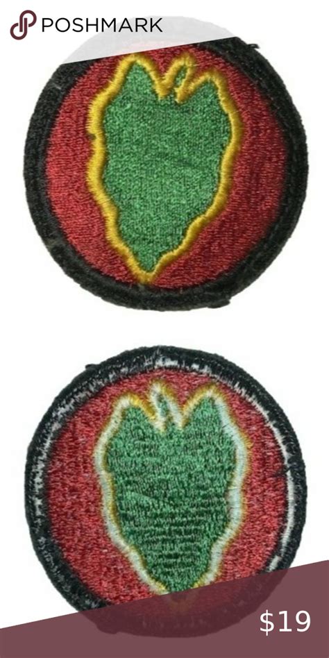 Us Army 24th Infantry Division Patch Green Leaf Looking Area Outlined