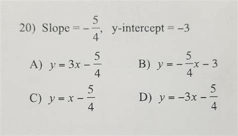 Write The Slope Intercept Form Ymxb Of The Equation Of The Line