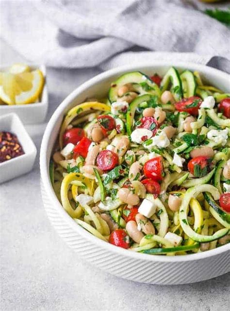 Zucchini Noodle Salad With Beans Feta And Lemon Rachel Cooks