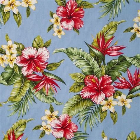 Vintage flower patterns are back! Tropical Floral Print - Lt. Blue | Flores | Pinterest