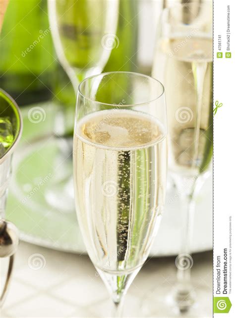 Alcoholic Bubbly Champagne For New Years Stock Image Image Of Flutes
