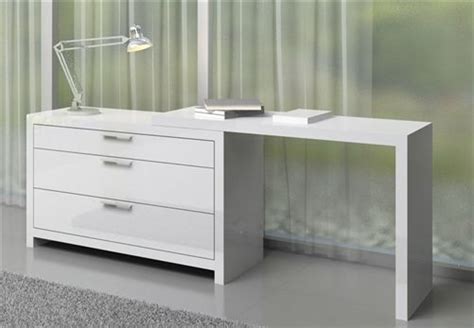 This wonderful computer credenza and hutch combo would look great in your office space. Vercelli White lacquer three drawer desk with its ...