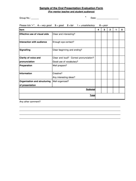 Oral Presentation Evaluation Form Fill Online Printable Fillable