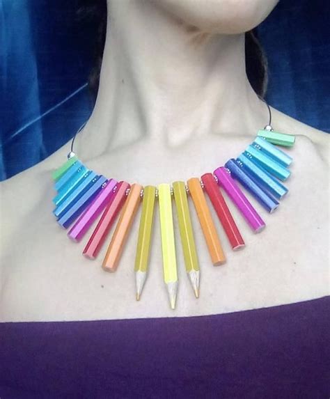 Colored Pencil Necklace Ecogioielli Creative Recycling Etsy Colored