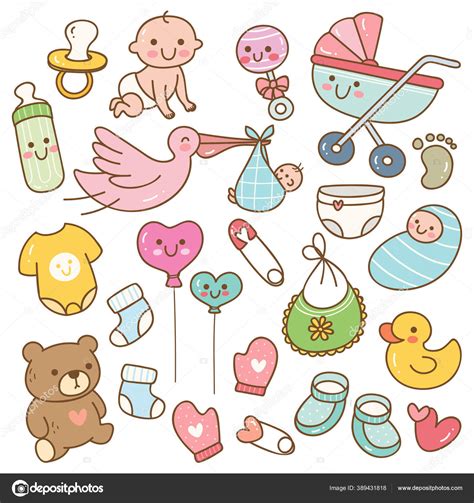 Cute Kawaii Baby Stuff Stock Vector Image By ©mhatzapa 389431818