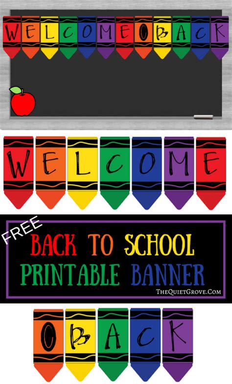 Free Printable Welcome Back Crayon Banner ⋆ The Quiet Grove