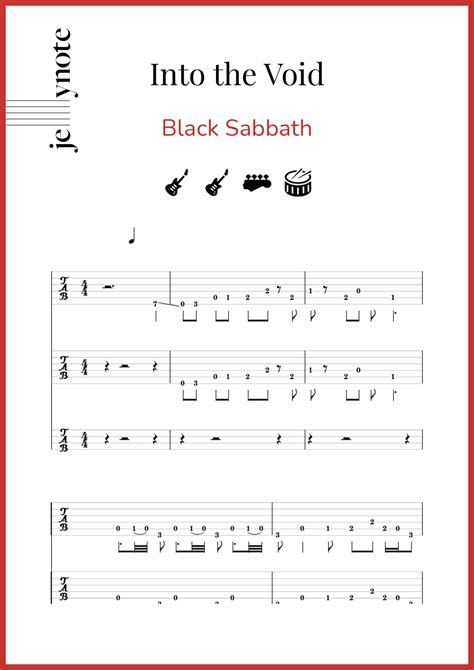 black sabbath into the void guitar and bass sheet music jellynote