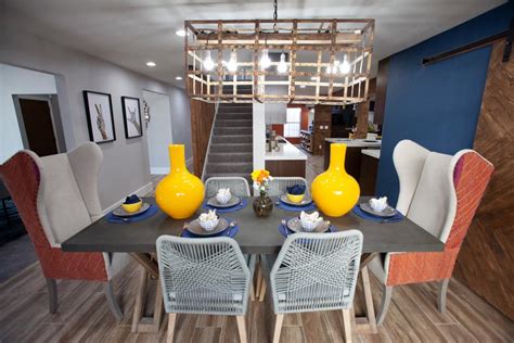 Multicolor Midcentury Modern Dining Room With Orange Chairs Hgtv