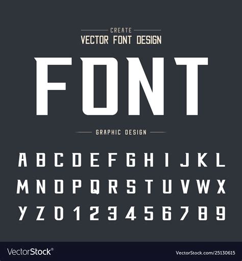 Font And Alphabet Bold Modern Typeface Royalty Free Vector