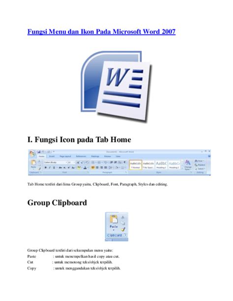 Fungsi Menu Dan Ikon Pada Microsoft Word