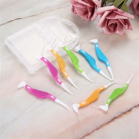 Spptty 8pcsset Colours Disposable Toothpicks Soft Interdental Brushes