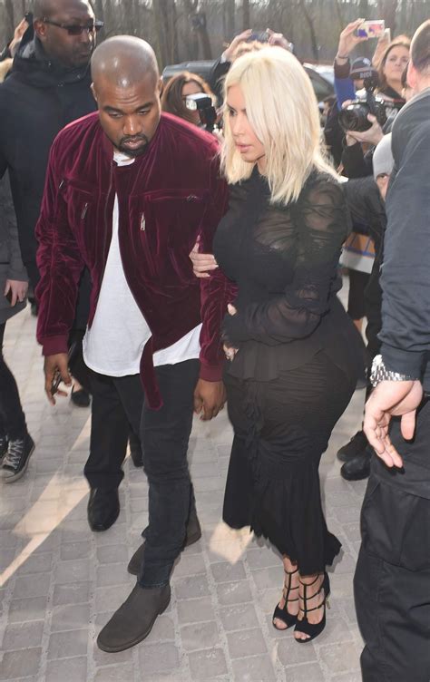 Kim Kardashian And Kanye West At Louis Vuitton Fashion Show In Paris