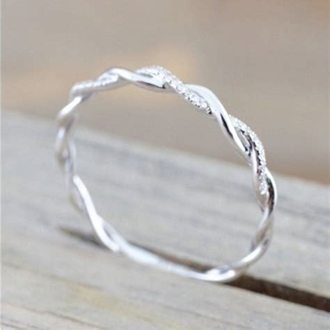 925 Sterling Silver Twisted Shape Diamond Wedding Band Ring Walmart