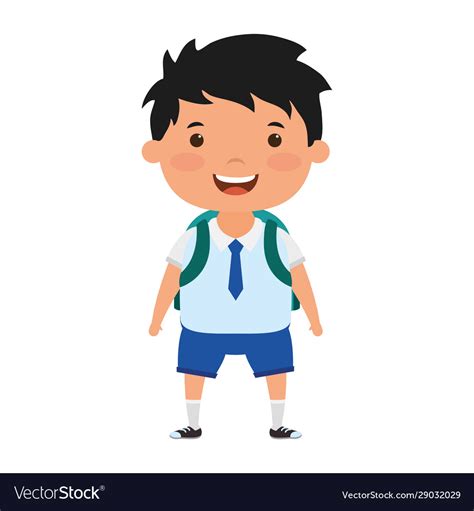 Cute Little Student Boy Character Royalty Free Vector Image