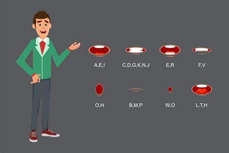 Cute Businessman Character With Different Lip Sync For Your Design