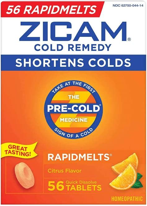 Buy Zicam Cold Remedy Rapidmelts Citrus Flavor Quick Dissolve Tablets 56 Count Homeopathic Pre
