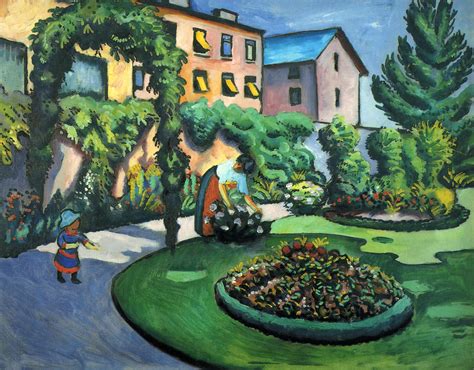 Das helle und weiche gemälde von august macke zoologischer garten 98 x 58 cm eignet sich auf grund seiner töne besonders für wohnzimmer und küche & anrichte und flur & durchgang, macht sich aber auch in seniorenresidenz gut. Gartenbild, 1911 - August Macke - WikiArt.org