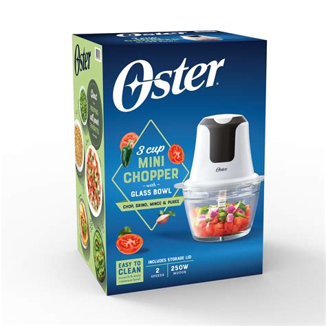 Oster 3 Cup Mini Food Chopper With Tempered Glass Bowl