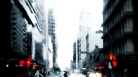 Rainy City Street Wallpaper