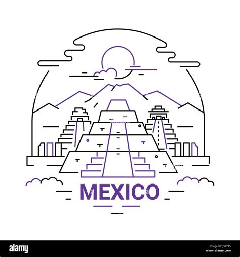 Mexico Modern Vector Line Travel Illustration Stock Vector Image